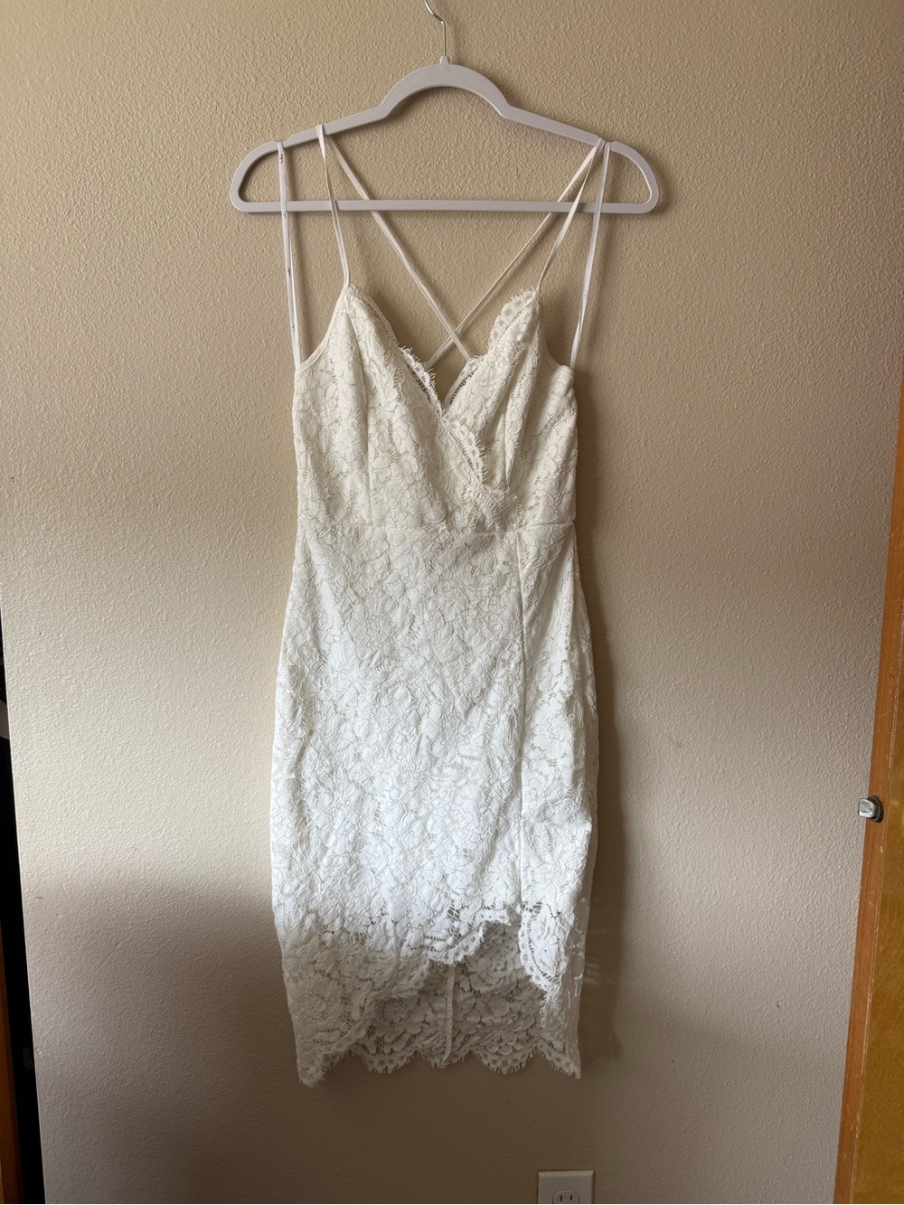 Lulu's Ivory Lace Strappy Midi Dress